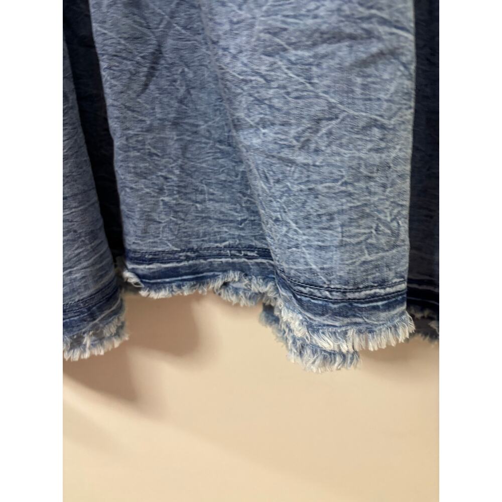 ASHLEY STEWART Denim Shirt Dress Size 32 Acid Wash Tiered NWT Cotton Button Up - Picture 6 of 8